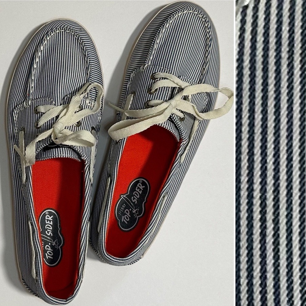 Sperry Top-Sider Blue‎ and White Striped Boat Shoes New Women's Size 8.5M Summer